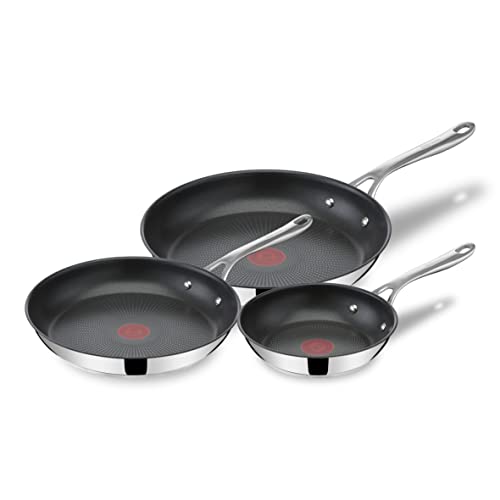 Jamie Oliver By T-fal Cooks Direct, Stainless Steel Non-stick Frying Pan 3 Pcs