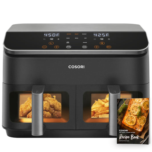 COSORI Dual Basket Air Fryer 9 Qt, Large and Wider Double Airfryer, 8-in-1